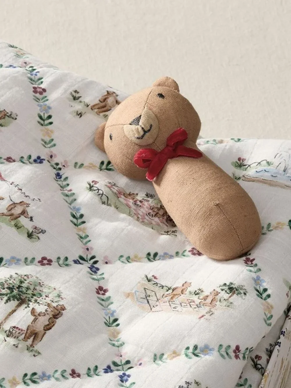 Riley Sheehey Menagerie in the Park Bears Organic Crib Sheet; Blanket & Rattle
